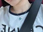 [Marin]CLOVER 1 DIAMOND LIGHT BLUE SILVER NECKLACE
