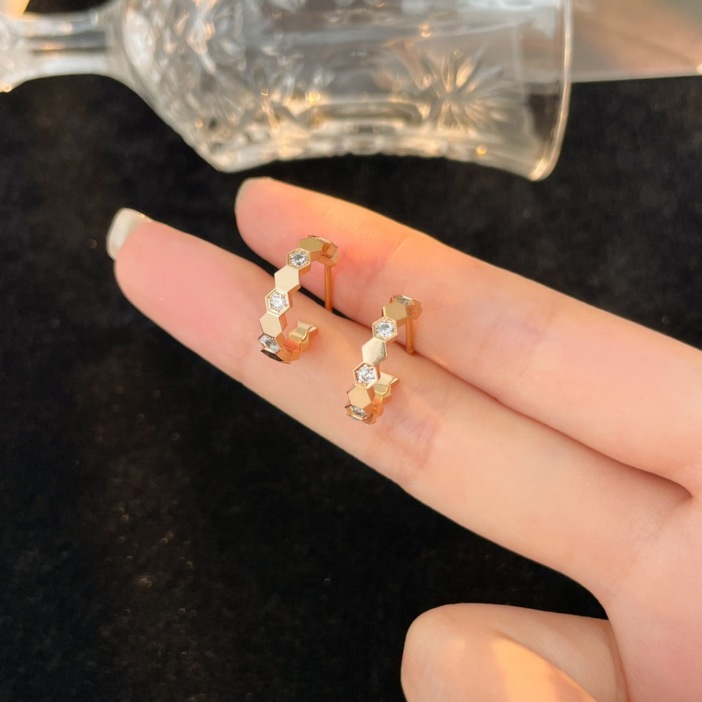 [Marin]BEE LOVE DIAMOND HOOP EARRINGS