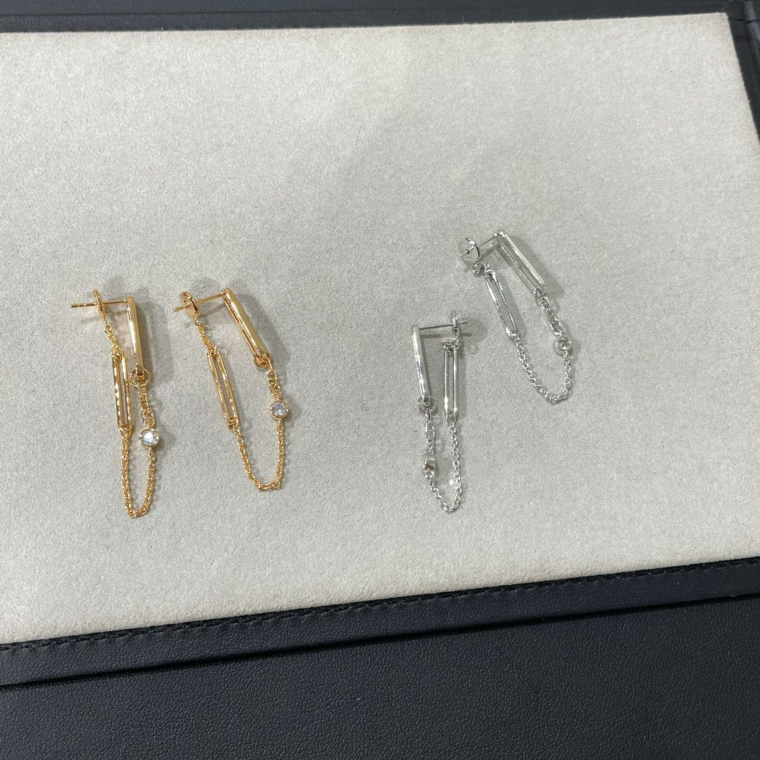 [Marin]CHAINE CHAOS DIAMOND DROP EARRINGS