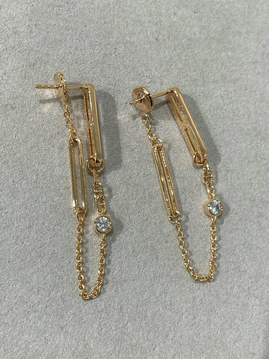 [Marin]CHAINE CHAOS DIAMOND DROP EARRINGS
