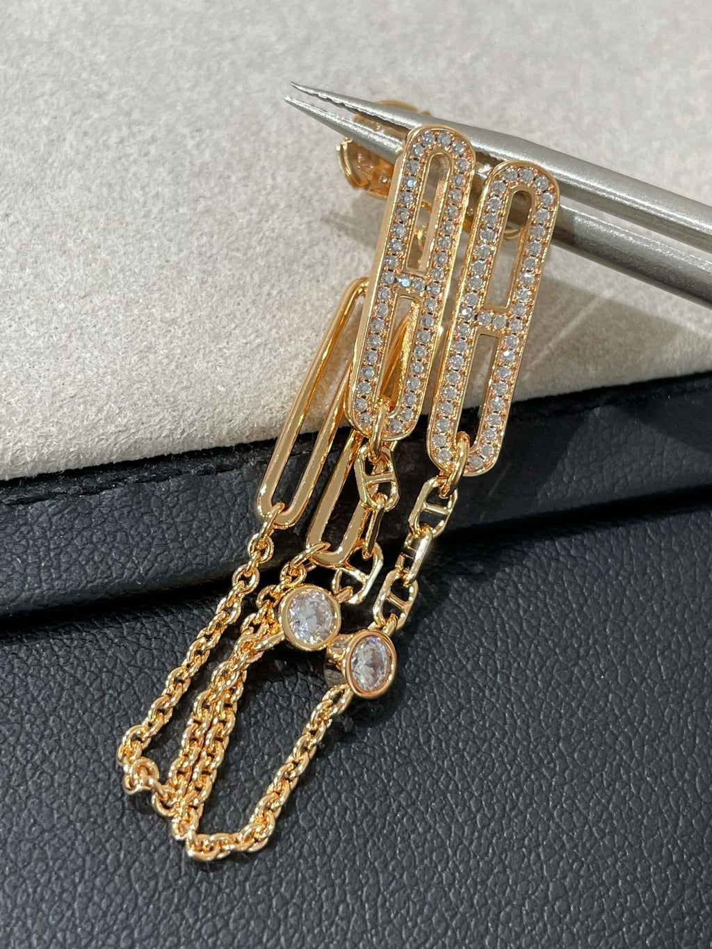 [Marin]CHAINE CHAOS DIAMOND DROP EARRINGS