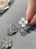 [Marin]BAGUE EN DIAMANT CLOVER SILVER MOP