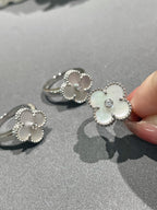 [Marin]BAGUE EN DIAMANT CLOVER SILVER MOP
