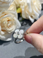 [Marin]BAGUE EN DIAMANT CLOVER SILVER MOP