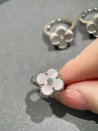 [Marin]BAGUE EN DIAMANT CLOVER SILVER MOP
