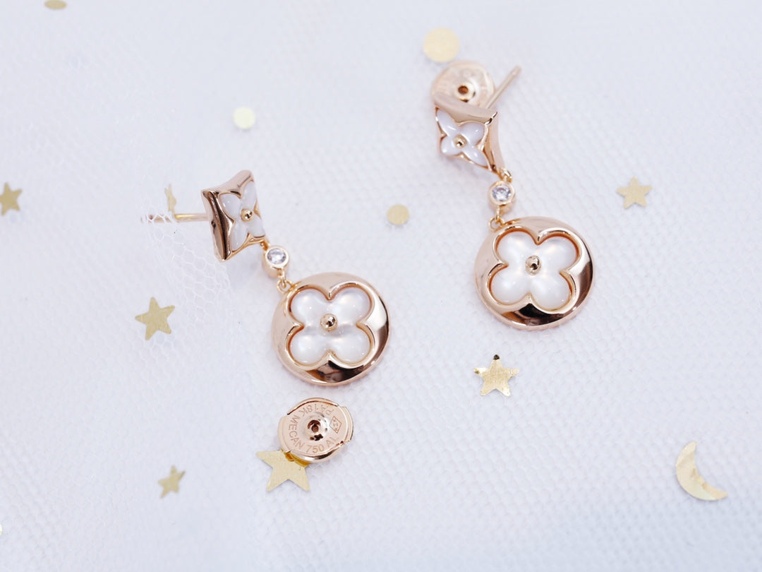 [Marin]STAR AND SUN PINK GOLD MOP DROP EARRINGS