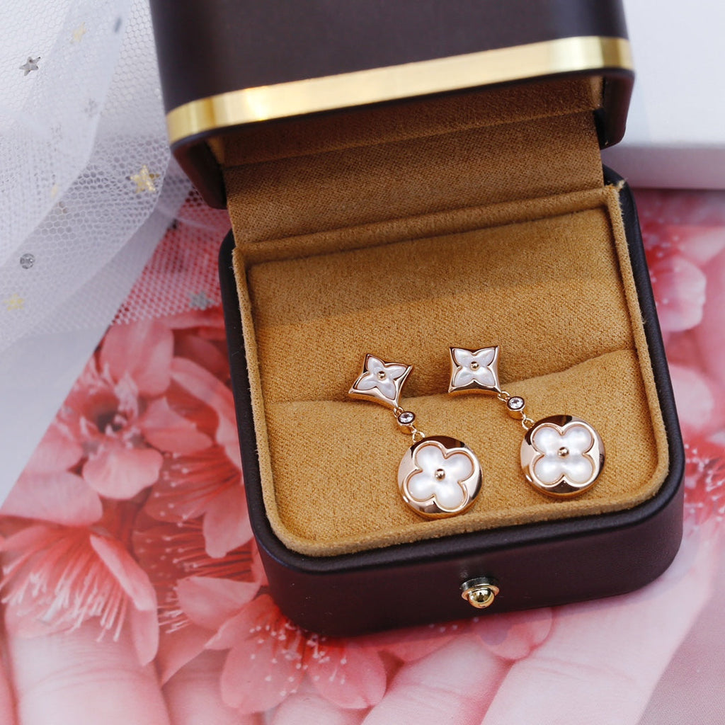 [Marin]STAR AND SUN PINK GOLD MOP DROP EARRINGS