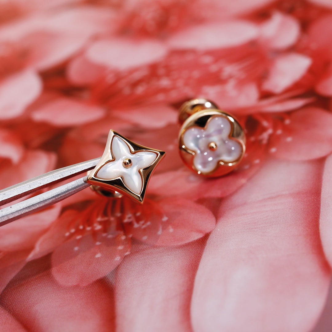 [Marin]STAR AND SUN PINK GOLD MOP STUD EARRINGS