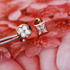 [Marin]STAR AND SUN PINK GOLD MOP STUD EARRINGS