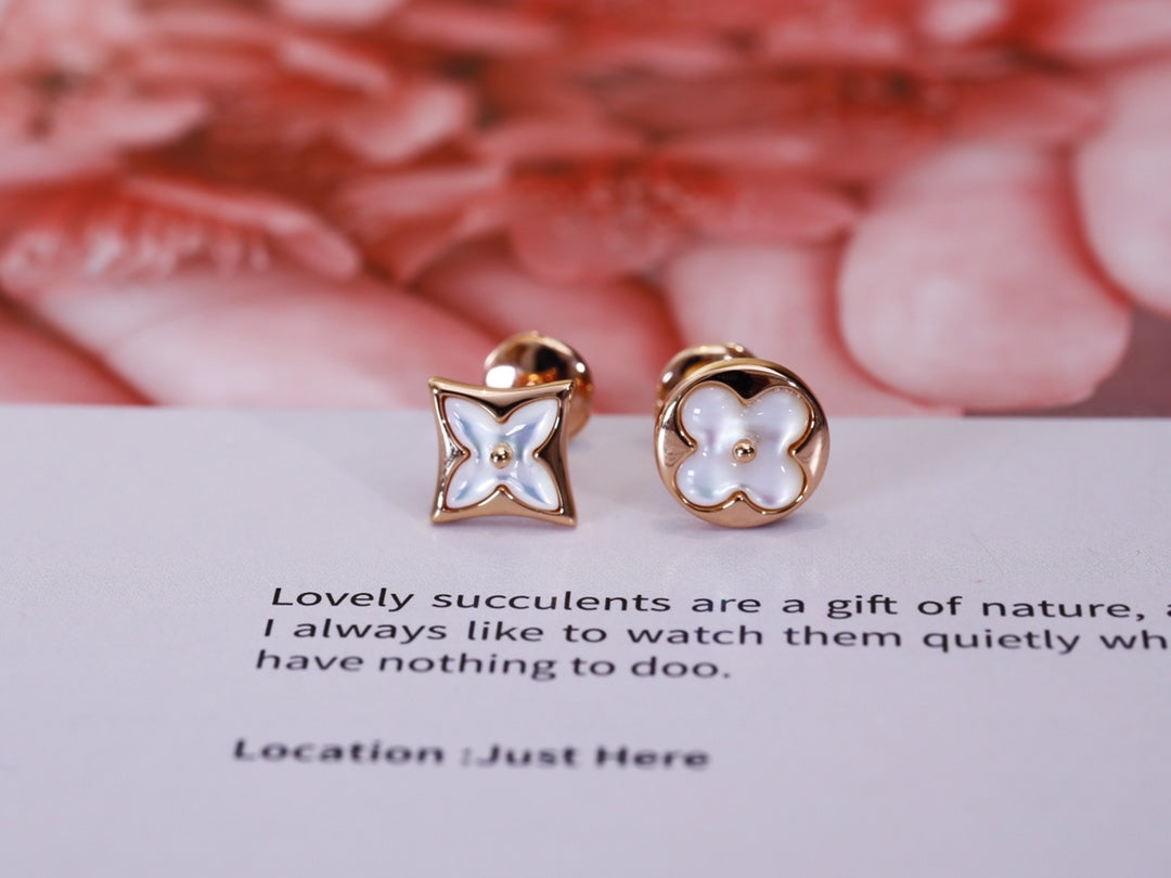 [Marin]STAR AND SUN PINK GOLD MOP STUD EARRINGS