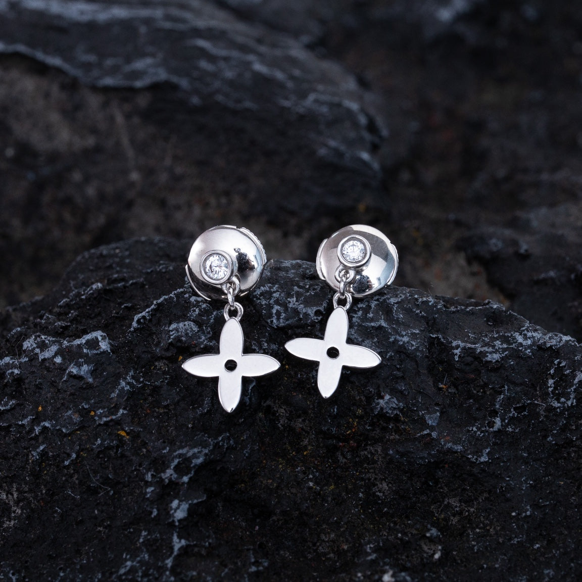 [Marin]VIDYLLE SILVER DIAMOND MINI DROP EARRINGS