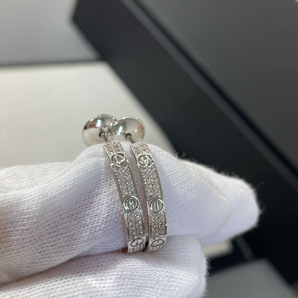 [Marin]LOVE DIAMOND SILVER HOOP EARRINGS