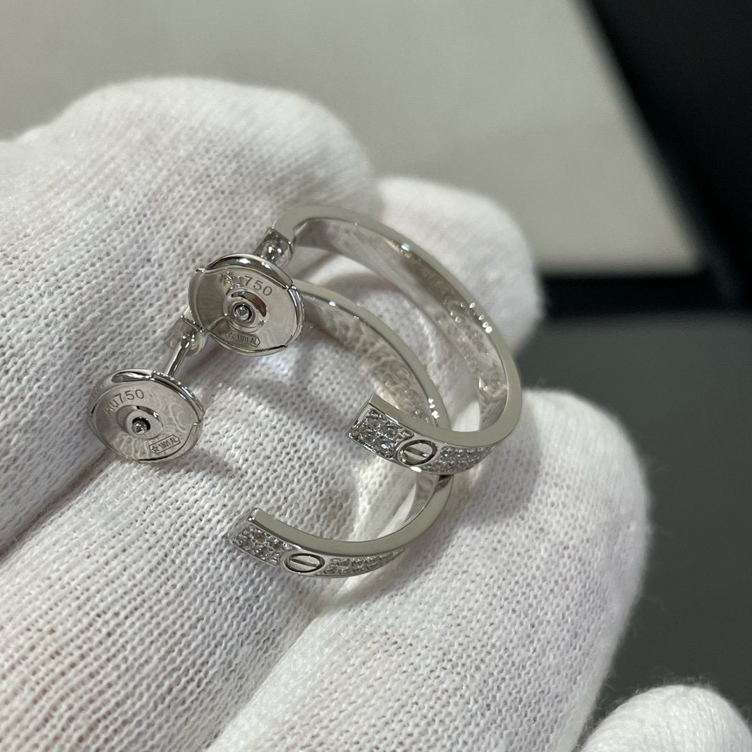 [Marin]LOVE DIAMOND SILVER HOOP EARRINGS