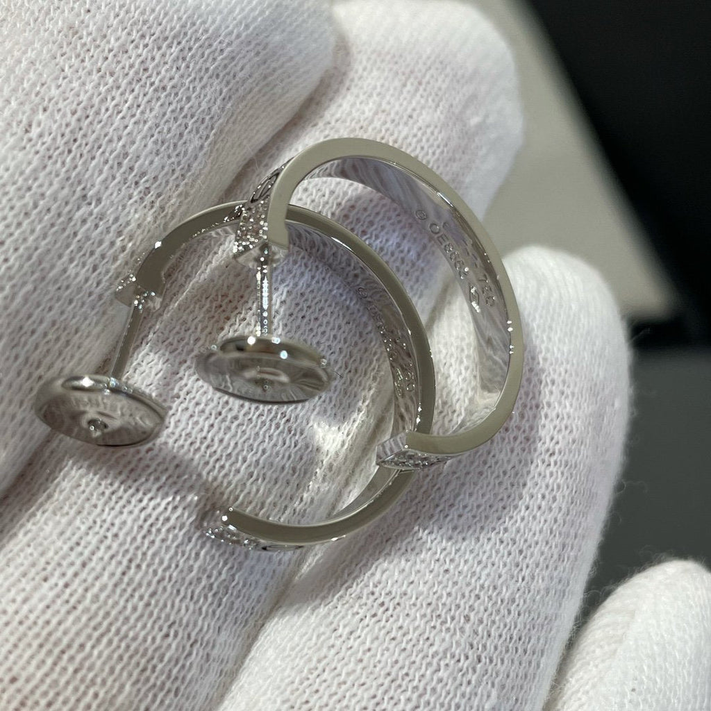 [Marin]LOVE DIAMOND SILVER HOOP EARRINGS