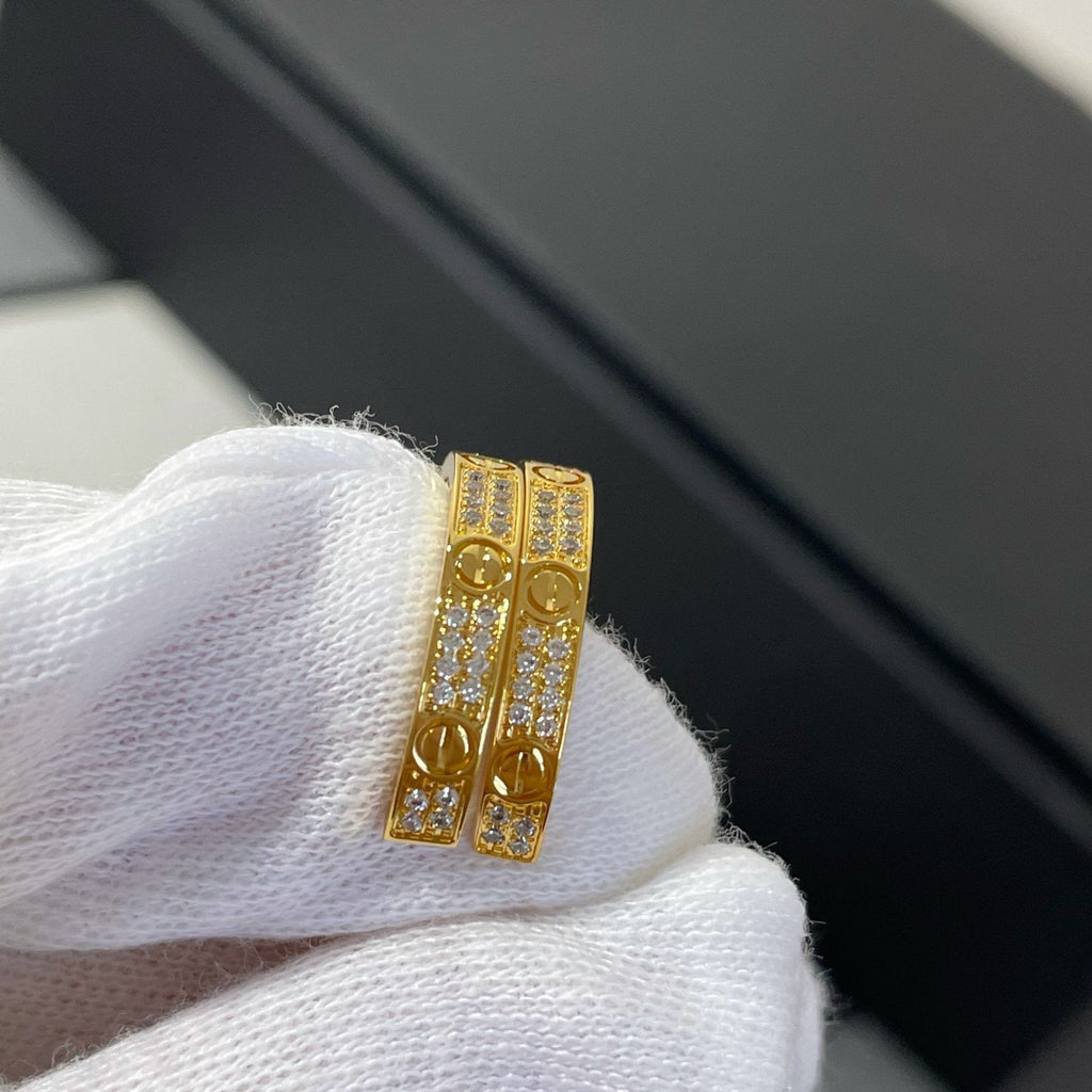 [Marin]LOVE DIAMOND GOLD HOOP EARRINGS
