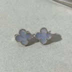 [Marin]CLOVER CHALCEDONY SILVER STUD EARRINGS
