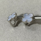 [Marin]CLOVER CHALCEDONY SILVER STUD EARRINGS