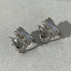 [Marin]CLOVER CHALCEDONY SILVER STUD EARRINGS