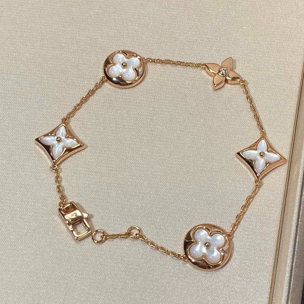 [Marin]STAR AND SUN 5 MOTIF MOP PINK GOLD BRACELET
