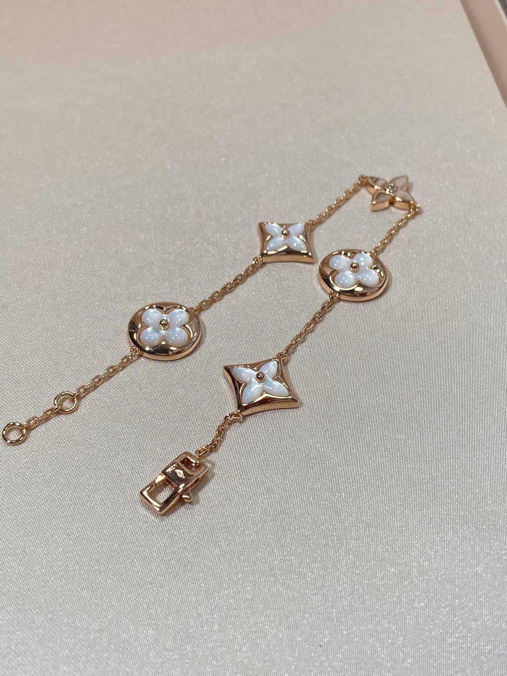 [Marin]STAR AND SUN 5 MOTIF MOP PINK GOLD BRACELET