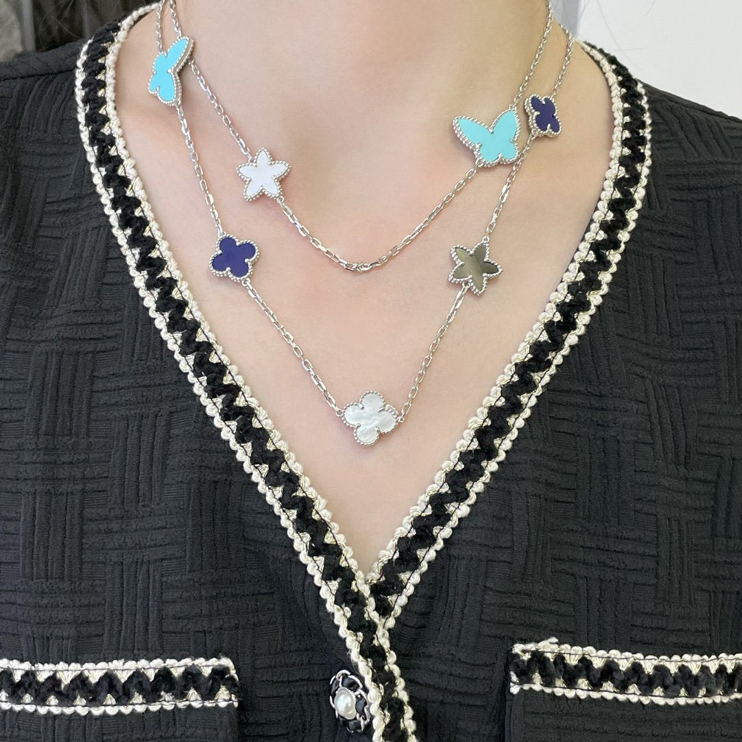 [Marin]LUCKY CLOVER SILVER 11 MOTIF NECKLACE