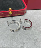 [Marin]LOVE CERAMIC DIAMOND PAVED SILVER EARRINGS