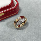 [Marin]LOVE PINK GOLD SILVER DIAMOND DOUBLE RING