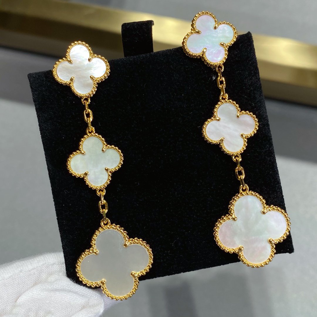 [Marin]CLOVER MOP 3 MOTIFS GOLD EARRINGS