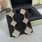 [Marin]CLOVER 3 MOTIFS DIAMOND PAVED ROSE GOLD EARRINGS