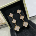 [Marin]CLOVER 3 MOTIFS DIAMOND PAVED ROSE GOLD EARRINGS