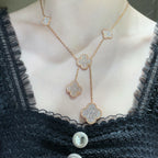 [Marin]CLOVER 6 MOTIF DIAMOND PAVED NECKLACE