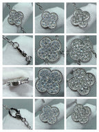 [Marin]CLOVER 6 MOTIF DIAMOND PAVED NECKLACE