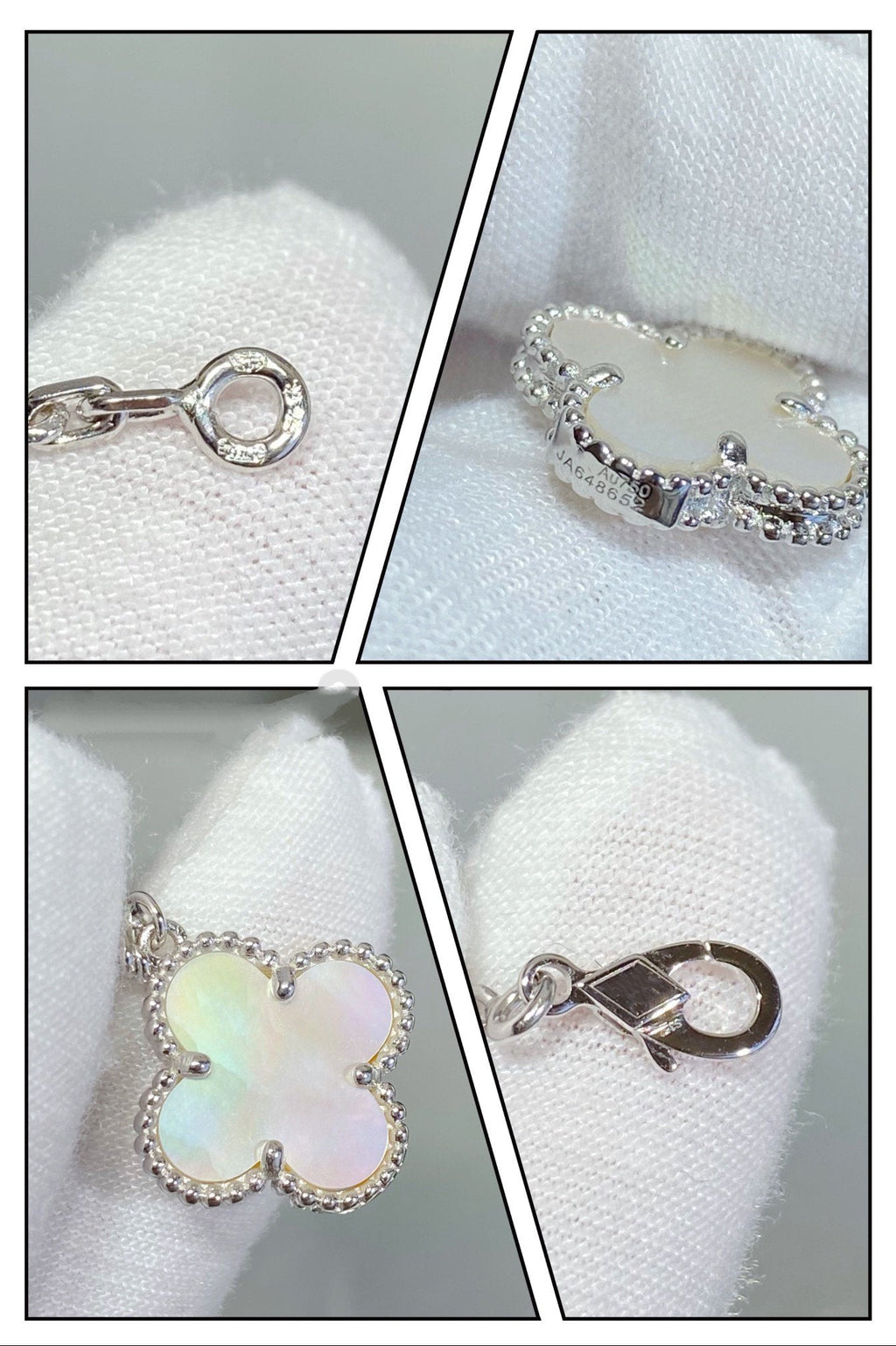 [Marin]CLOVER 5 MOTIF WHITE MOP SILVER BRACELET