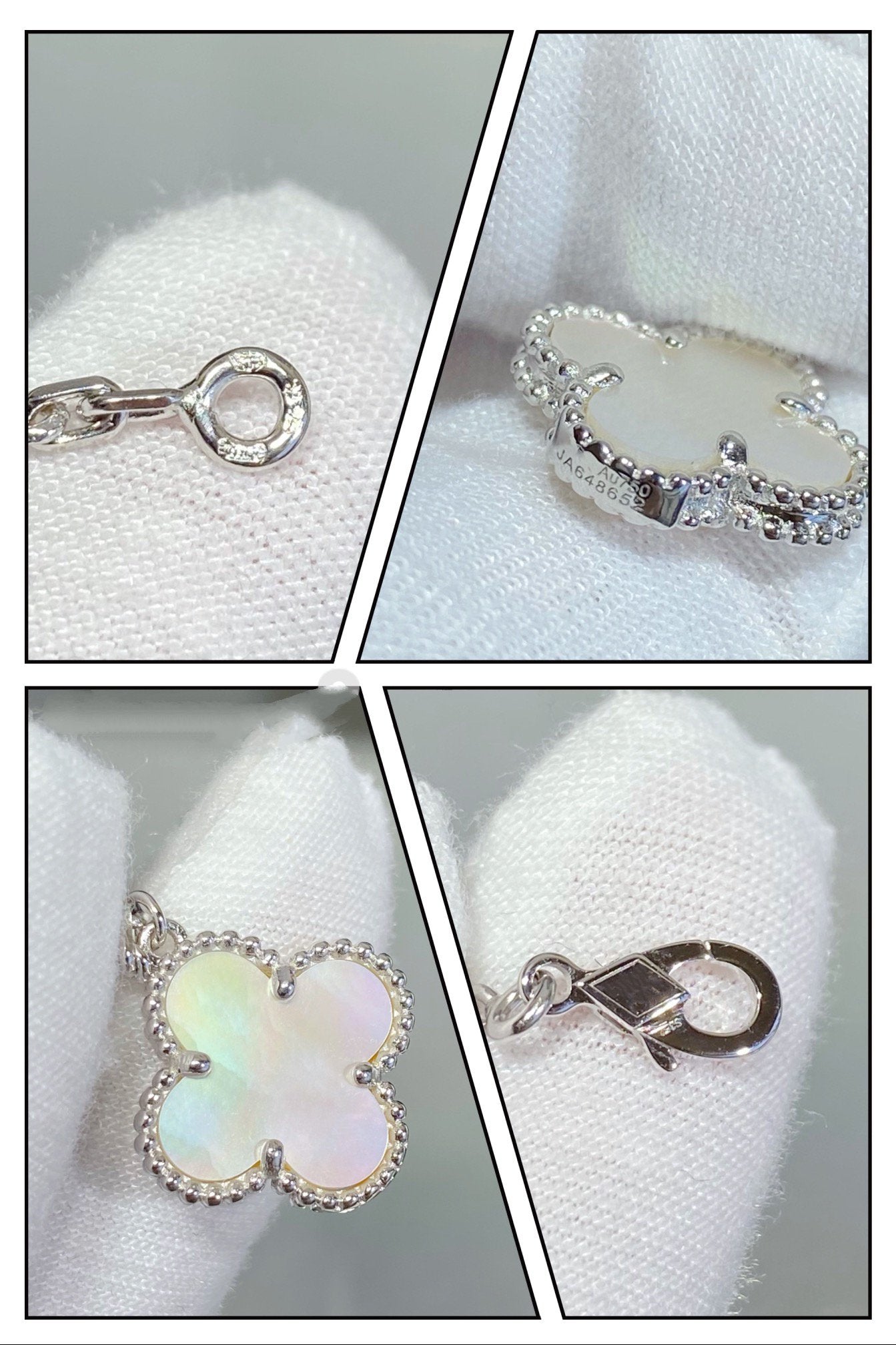 [Marin]CLOVER 5 MOTIF WHITE MOP SILVER BRACELET