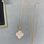 [Marin]CLOVER 25MM LARGE PEDANT DIAMOND PAVED LONG NECKLACE