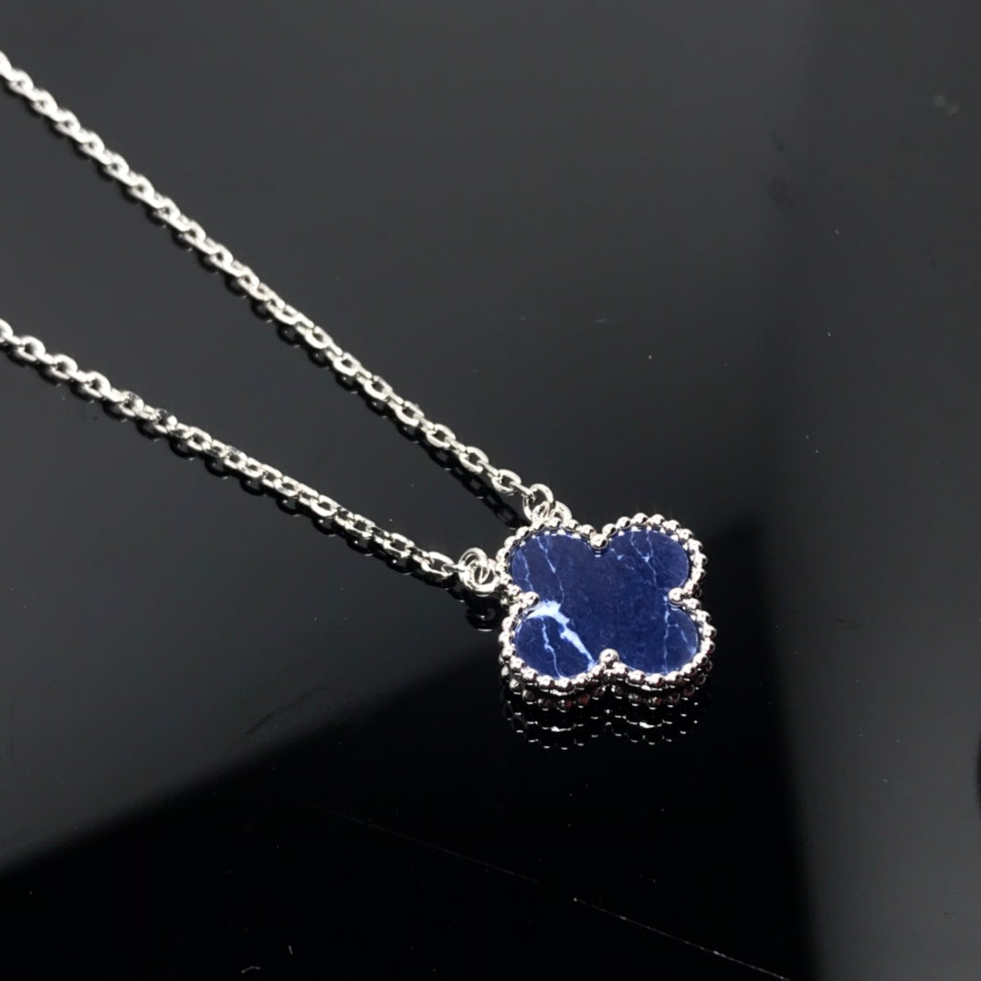 [Marin]CLOVER PIETERSITE SILVER LONG NECKLACE