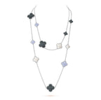 [Marin]CLOVER 16 MOTIF CHALCEDONY MOP SILVER NECKLACE