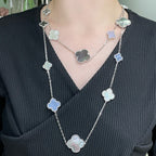 [Marin]CLOVER 16 MOTIF CHALCEDONY MOP SILVER NECKLACE