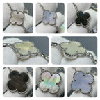 [Marin]CLOVER 16 MOTIF CHALCEDONY MOP SILVER NECKLACE