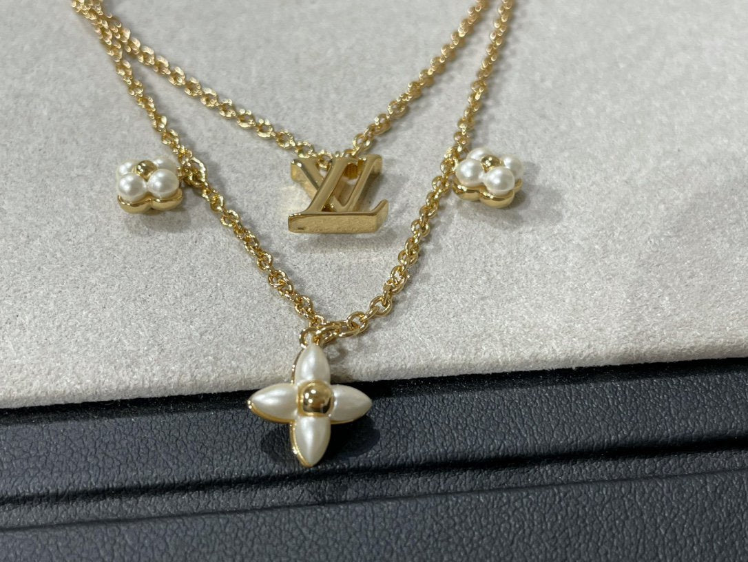 [Marin]FLOWERGRAM GOLD MOP DOUBLE ROW NECKLACE