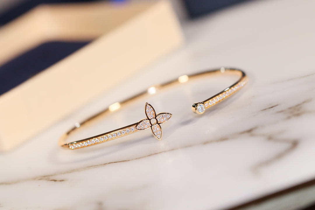 [Marin]IDYLLE GOLD OPEN BRACELET DIAMOND PAVED