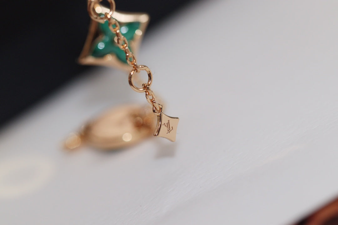 [Marin]STAR AND SUN 4 MOTIF PINK GOLD MALACHITE BRACELET