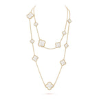 [Marin]CLOVER 16 MOTIF WHITE MOP GOLD NECKLACE