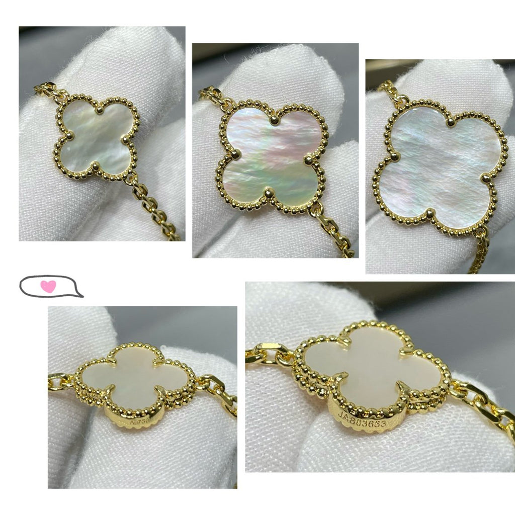 [Marin]CLOVER 16 MOTIF WHITE MOP GOLD NECKLACE