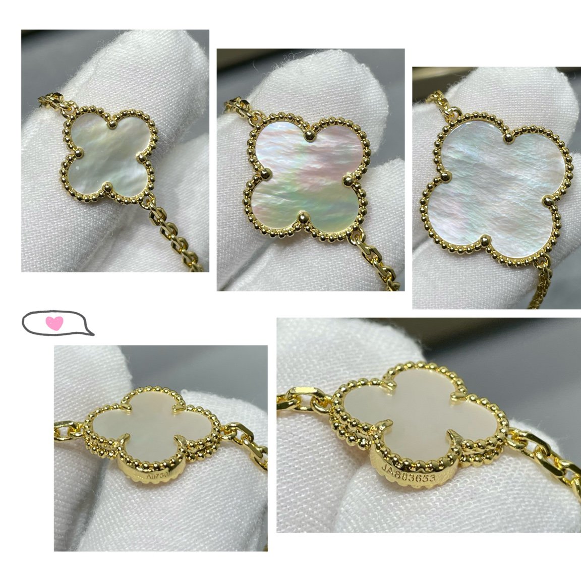 [Marin]CLOVER 16 MOTIF WHITE MOP GOLD NECKLACE