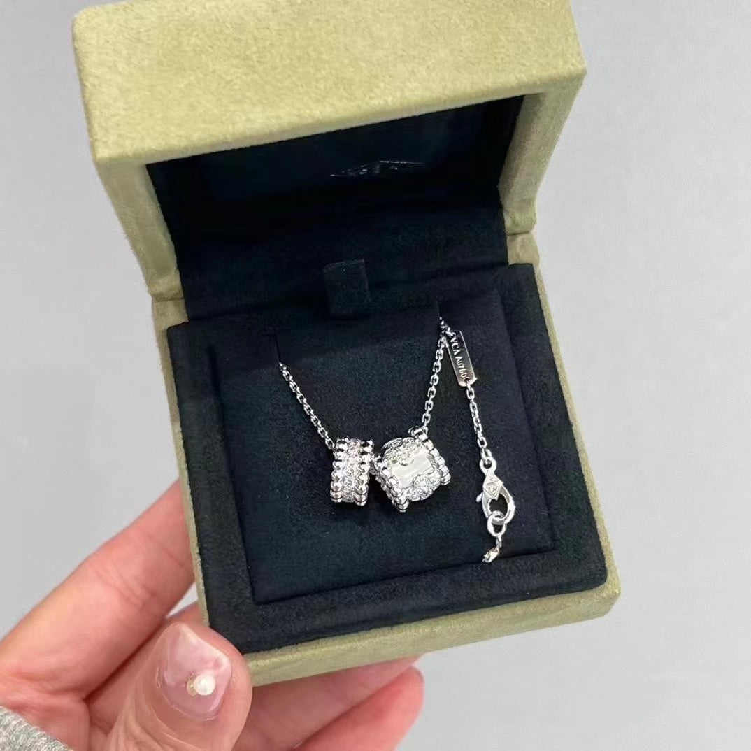 [Marin]PERLEE DOUBLE PENDANT SILVER DIAMOND NECKLACE