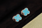 [Marin]CLOVER MINI TURQUOISE SILVER STUD EARRINGS