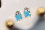 [Marin]CLOVER MINI TURQUOISE SILVER STUD EARRINGS