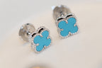 [Marin]CLOVER MINI TURQUOISE SILVER STUD EARRINGS