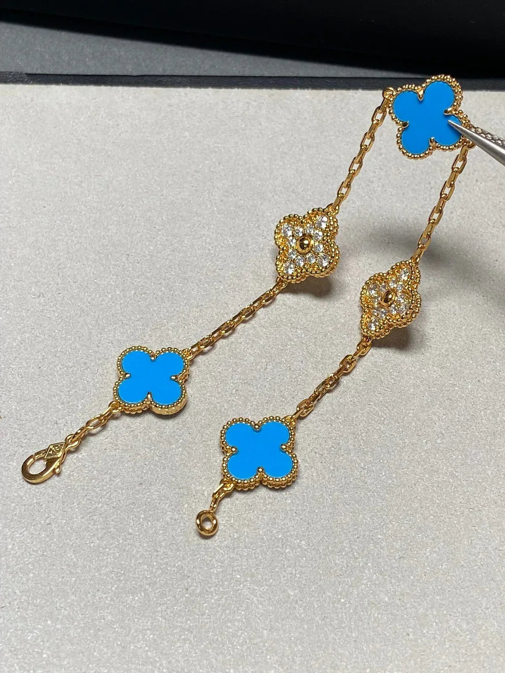 [⭐Shinejoy] CLOVER 5 MOTIF BLUE AGATE BRACELET COLLECTION
